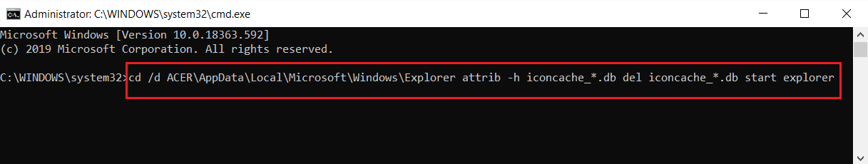 comando para reconstruir o cache de ícones no prompt de comando. Como corrigir ícones na área de trabalho