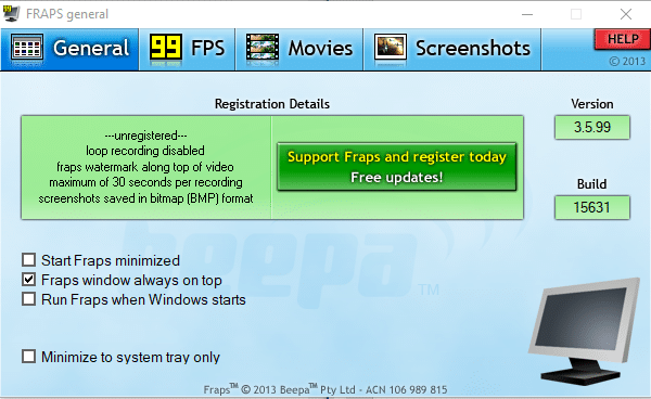 FRAPS general. 5 Cel mai bun contor FPS Windows 10