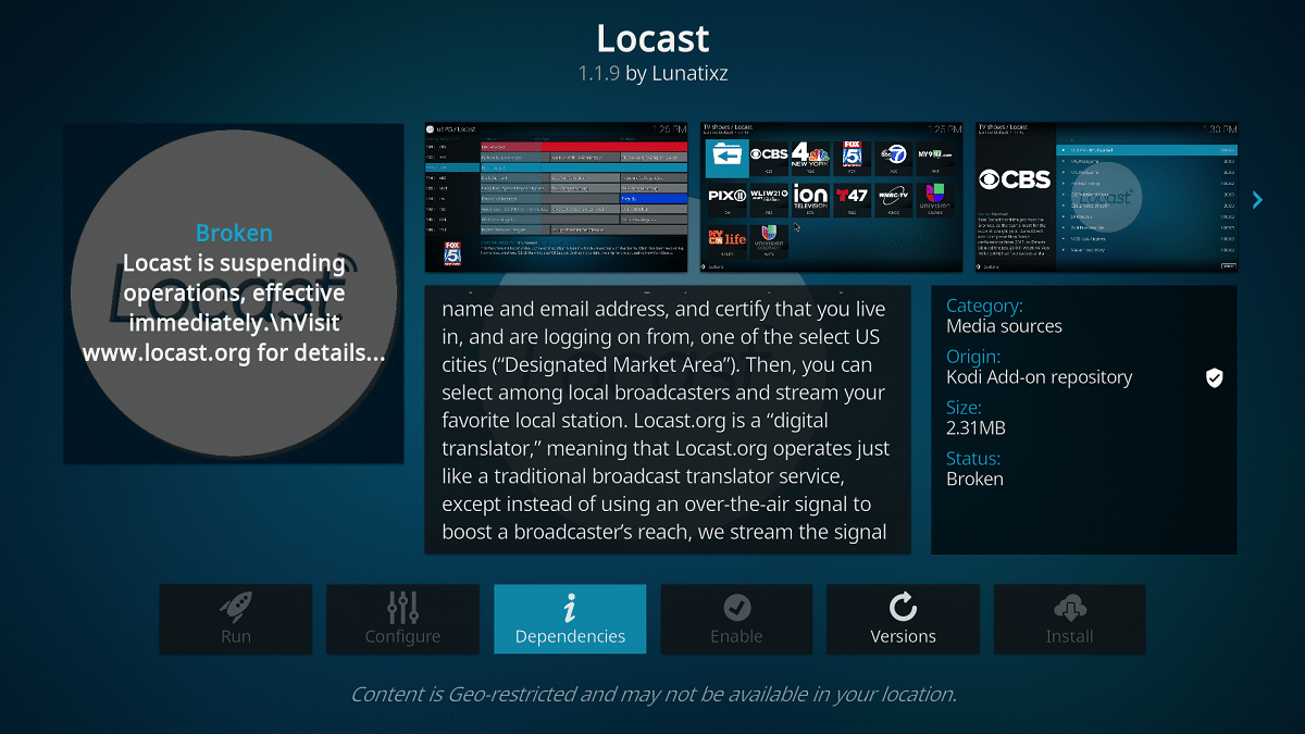 在 Kodi 中添加 locast