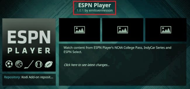 Kodi pemain ESPN menambahkan gambar pihak ketiga