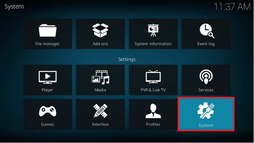 Klik pada panel Sistem.