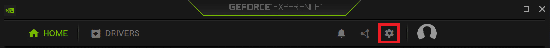 單擊 NVIDIA GeForce Experience 應用程序 Windows 11 中的設置圖標