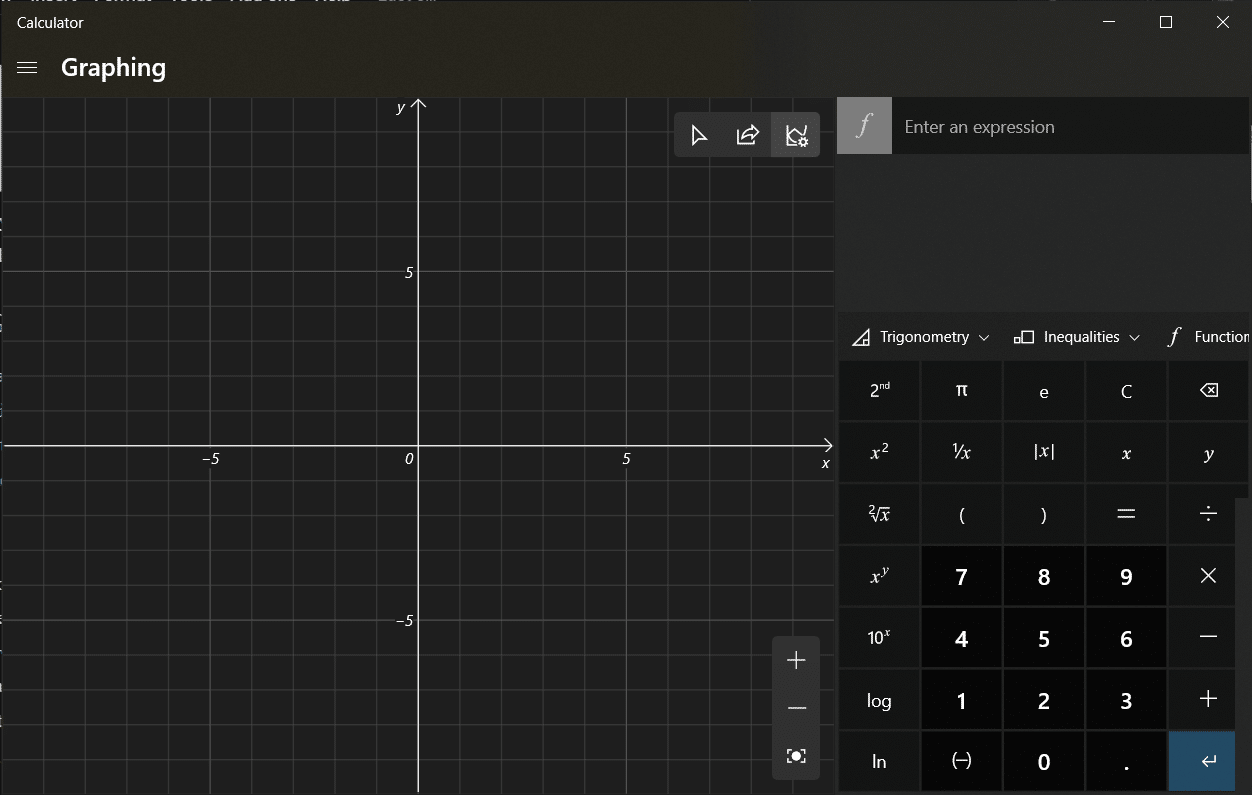 En une fraction de seconde, vous serez accueilli avec un graphique vide sur la gauche et un pavé numérique de calculatrice d'apparence familière sur la droite. Comment activer le mode graphique de la calculatrice dans Windows 10