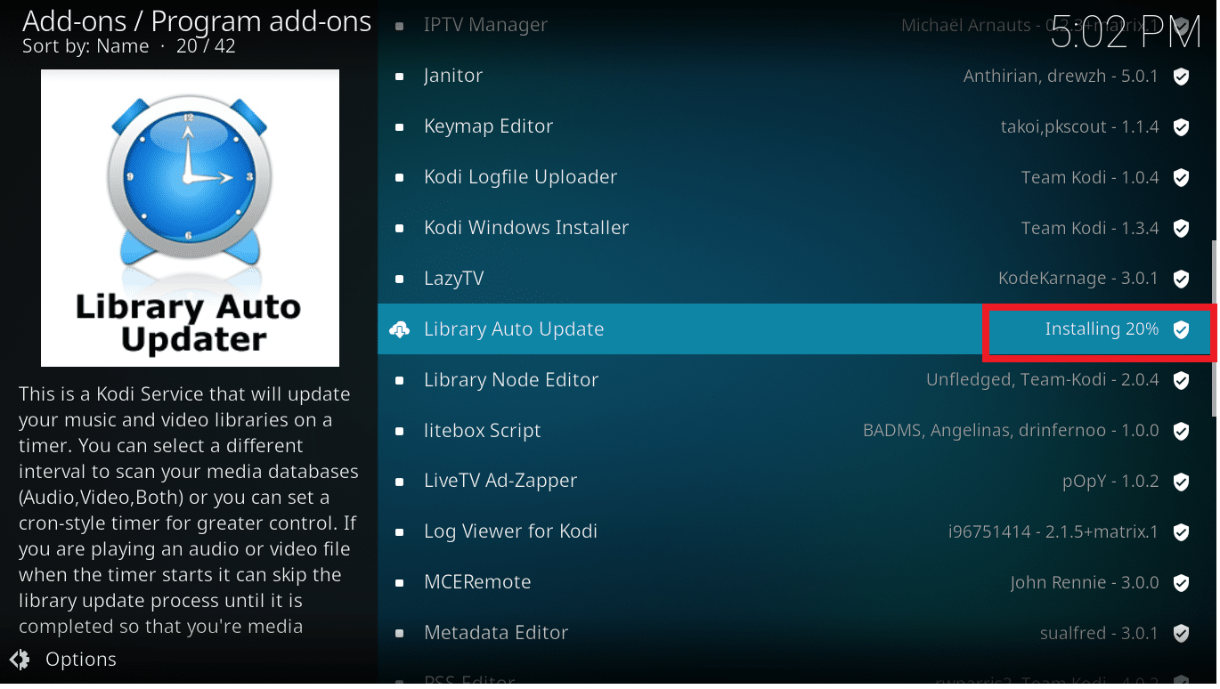 Ini akan mulai mengunduh dan menginstal add-on.