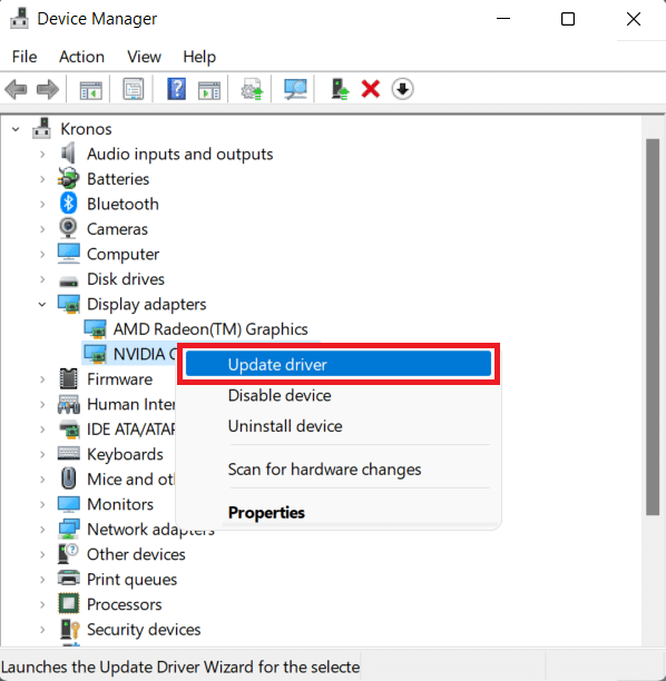 Option de mise à jour du pilote dans le menu contextuel. Comment réparer l'erreur d'accès invalide à l'emplacement de la mémoire dans Valorant