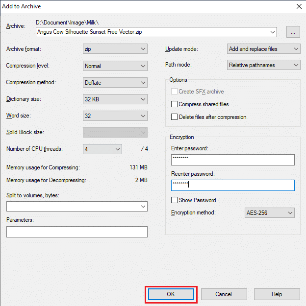 Klik Ok untuk membuat file terenkripsi dalam perangkat lunak enkripsi folder