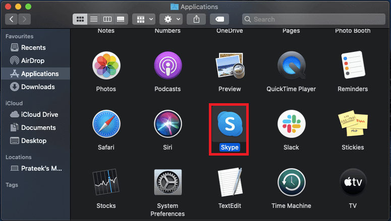 Di dalam folder aplikasi, cari ikon Skype dan seret ke tempat sampah. Cara Memperbaiki Mikrofon Tidak Berfungsi di Mac