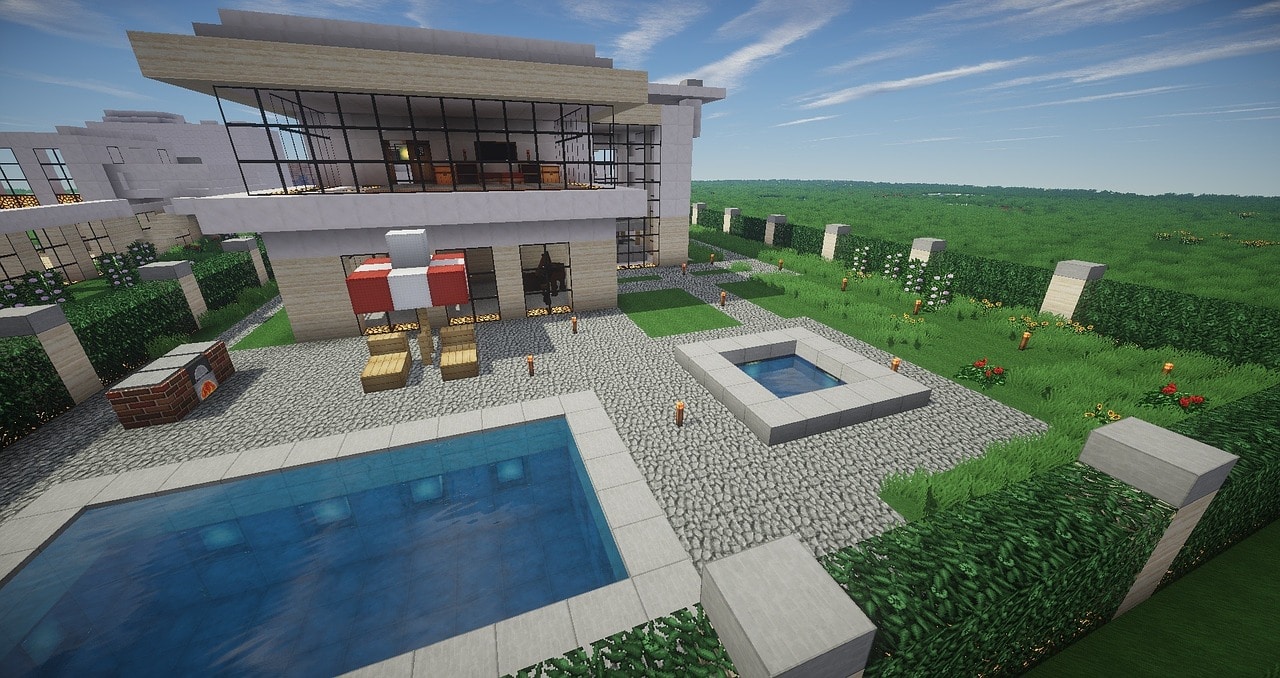 Rumah kecil dan kontemporer berlantai dua | Ide rumah Minecraft yang lucu