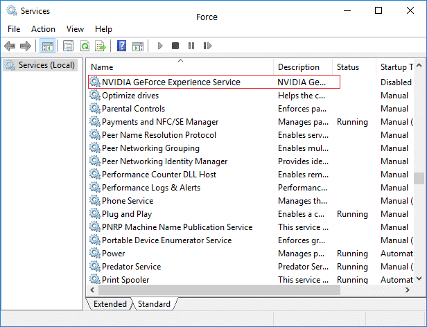 Klik kanan pada NVIDIA GeForce Experience Service dan pilih Mulai