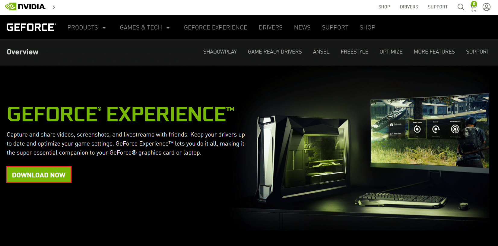 unduh shadowplay dari situs web resmi