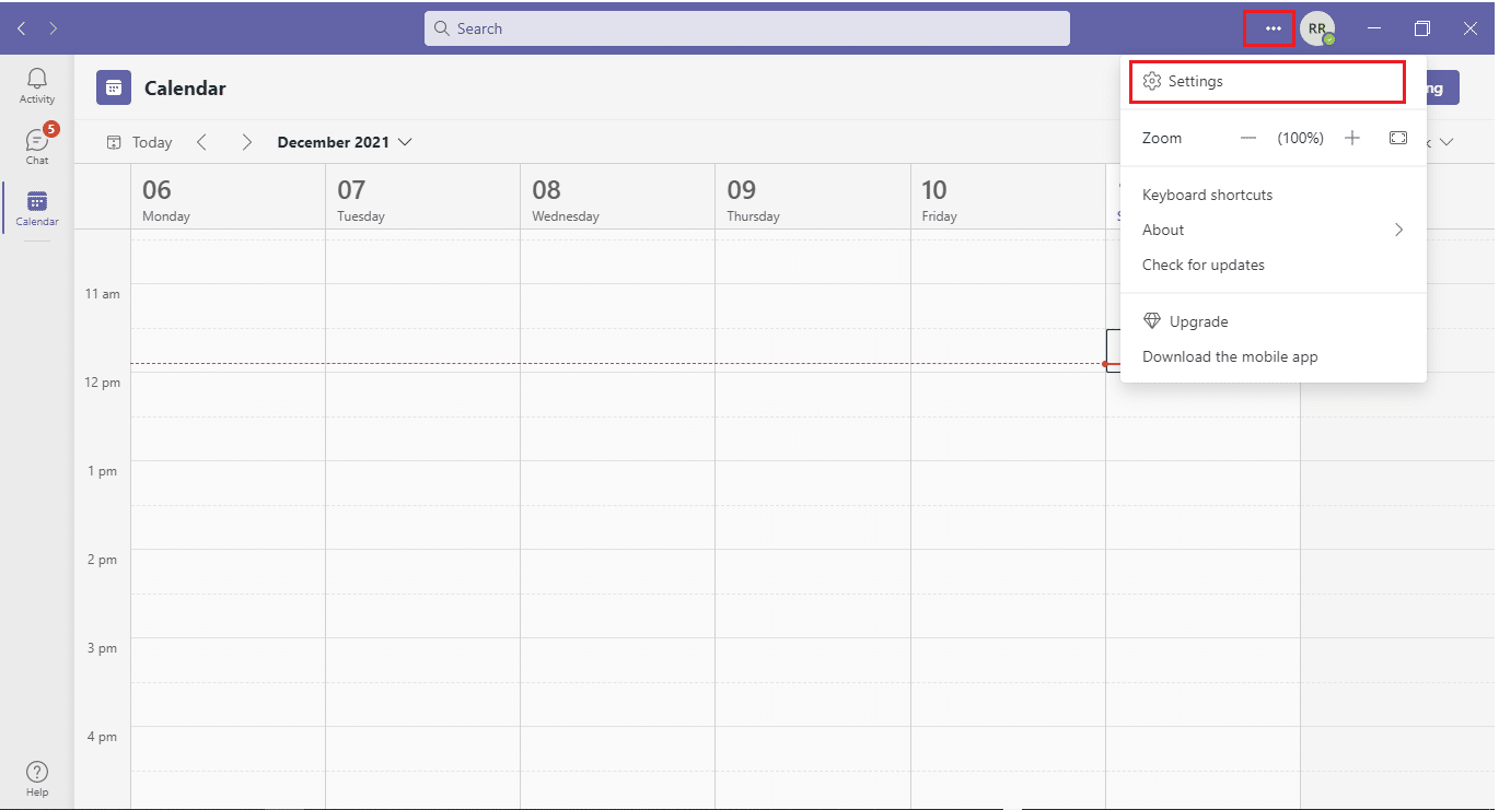 klik ikon tiga titik dan pilih Pengaturan di Microsoft Teams. Cara Menghentikan Microsoft Teams dari Pembukaan di Startup
