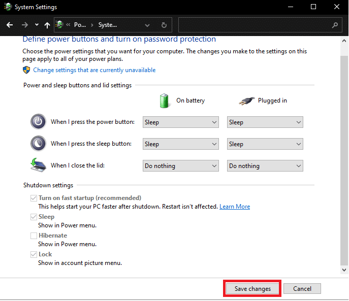 Klik tombol Simpan Perubahan dan tutup jendela. Periksa apakah komputer dapat masuk ke mode tidur sekarang. Perbaiki Mode Tidur Windows 10 Tidak Berfungsi