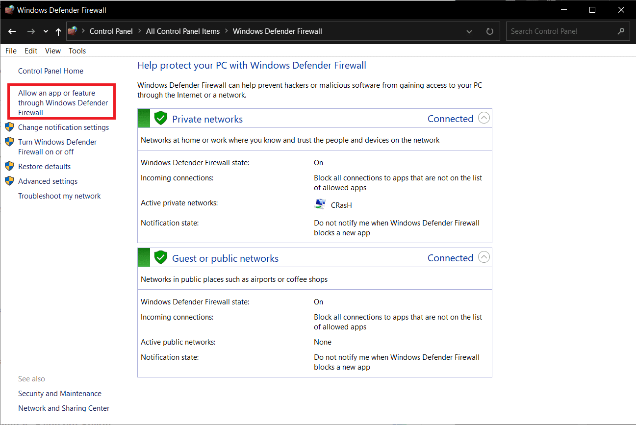 Buka Izinkan aplikasi atau fitur melalui Windows Defender Firewall yang ada di panel kiri. Cara Memperbaiki Kesalahan Uap e502 l3