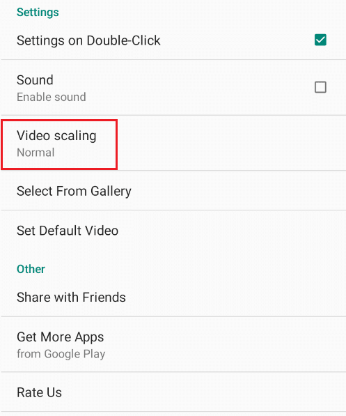 ketuk penskalaan video di Pengaturan aplikasi Android Wallpaper Lilin Natal 3D