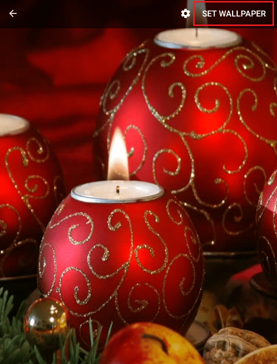 ketuk setel wallpaper lagi di aplikasi Android Christmas Candle 3D Wallpaper