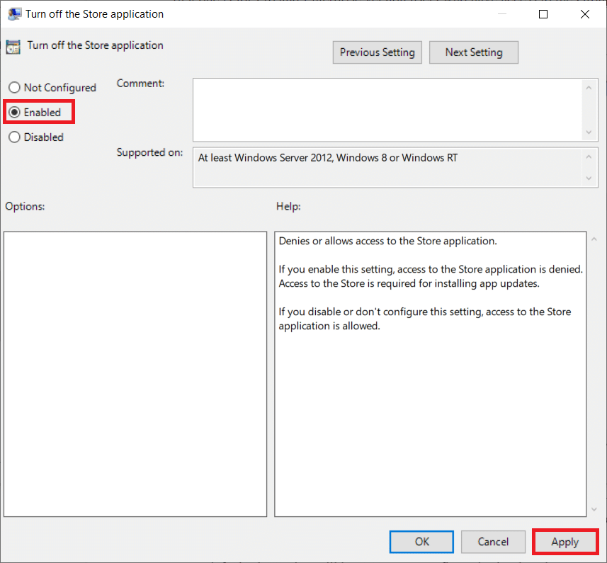 Cukup klik opsi Diaktifkan. Cara Memperbaiki Penggunaan Disk Tinggi WSAPPX di Windows 10