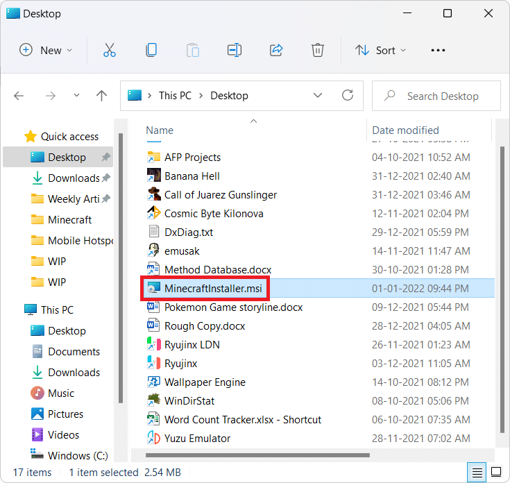 Penginstal yang diunduh di File Explorer. Cara Memperbaiki Kesalahan Minecraft 0x803f8001 di Windows 11