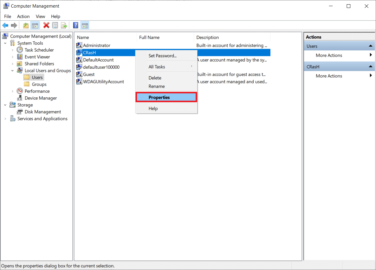En el panel de la derecha, haga doble clic en la cuenta y seleccione Propiedades. Cómo arreglar el acceso denegado Windows 10