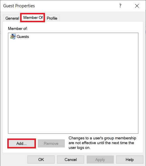 Vaya a la pestaña Miembro de y haga clic en el botón Agregar…. Cómo arreglar el acceso denegado Windows 10