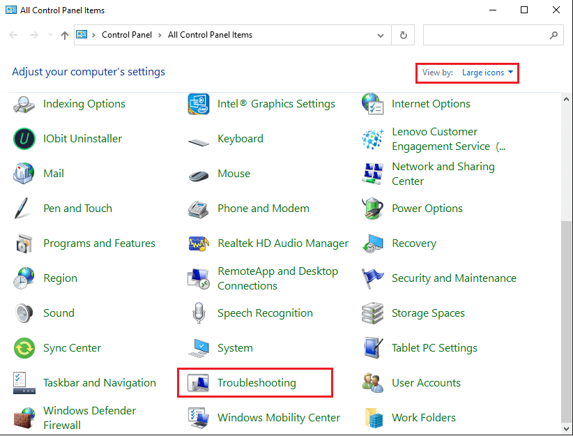 Klik ikon Pemecahan Masalah dari daftar yang diberikan. Perbaiki Kontrol Volume Windows 10 Tidak Berfungsi