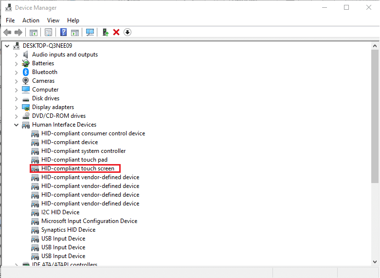 HID uyumlu dokunmatik ekranı bulun ve çift tıklayın. Bu sizi sürücünün özellikler menüsüne götürecektir.