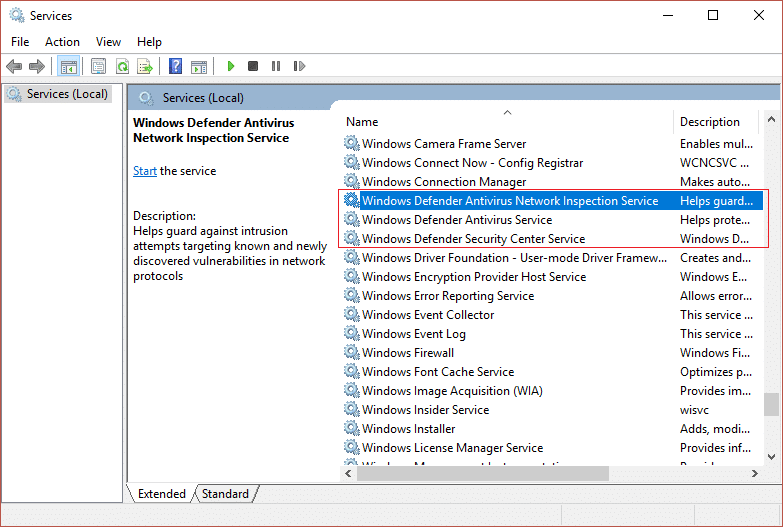 خدمة مكافحة الفيروسات لـ Windows Defender