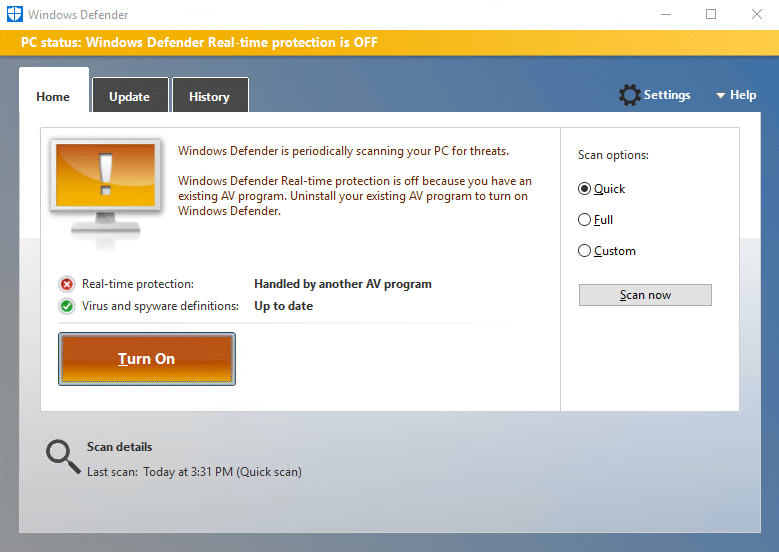 إصلاح غير قادر على تشغيل Windows Defender