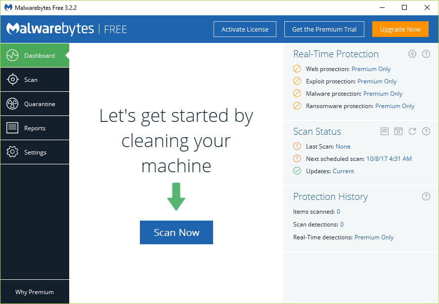 انقر فوق Scan Now بمجرد تشغيل Malwarebytes Anti-Malware