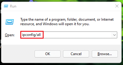 모든 네트워크 어댑터의 IP 주소 정보를 표시하는 ipconfig all 명령