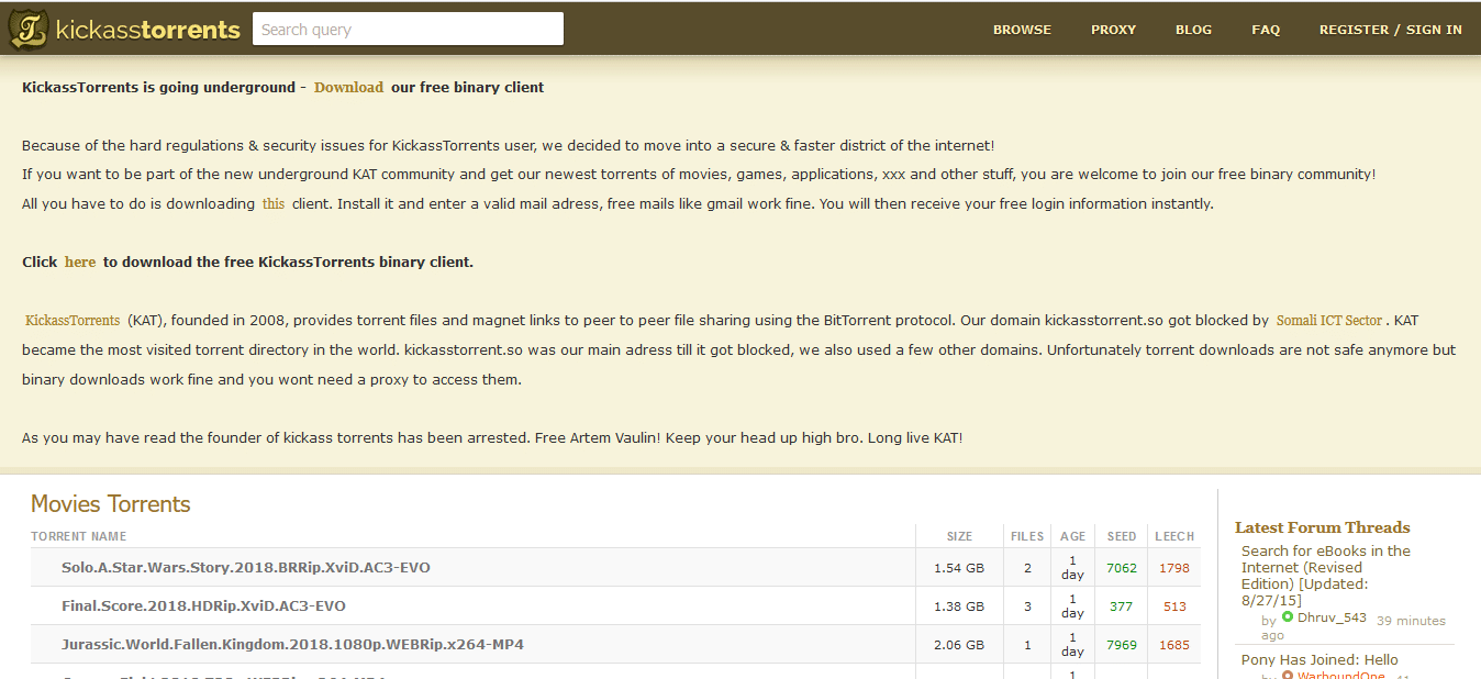 Kickass 토렌트 사이트. 2022년 최고의 Mininova 대안