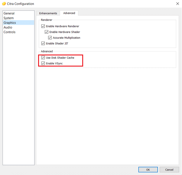 Citra 에뮬레이터를 사용하려면 고급 섹션에서 모든 옵션이 선택되어 있는지 확인하십시오. PC에서 3DS 게임을 플레이하는 방법