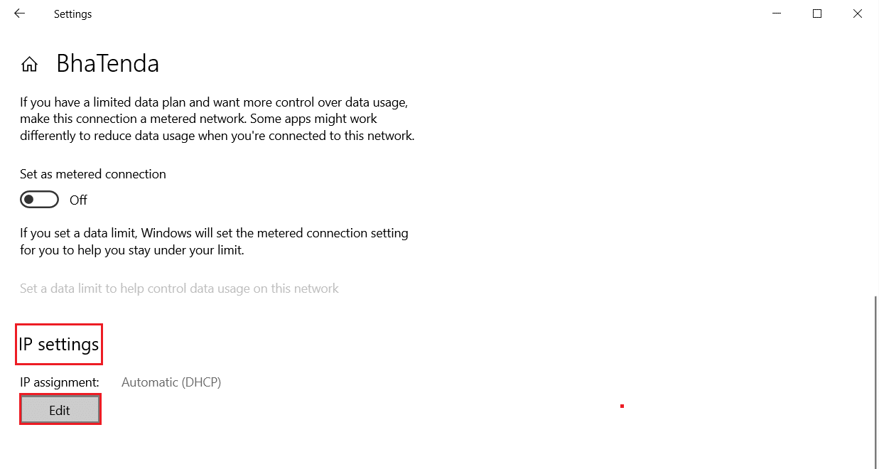 IP ayarları altında Düzenle'ye tıklayın. Omegle'da Yasak Nasıl Kaldırılır