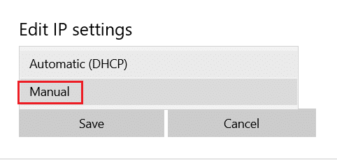IP ayarlarını düzenle'de El ile seçeneğini seçin