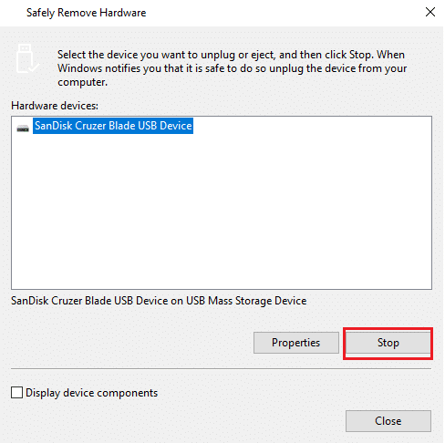 Durdur düğmesine basın