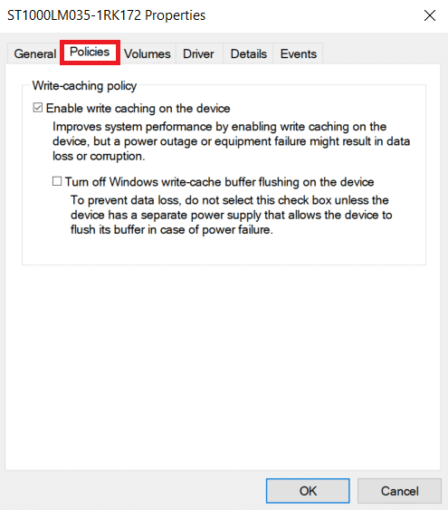 İlkeler sekmesine gidin.