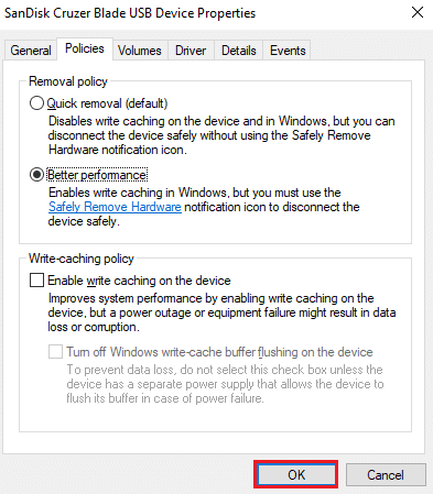 Ayarlarınızı onaylamak için Tamam'a tıklayın. Windows 10'da Harici Sabit Sürücü Nasıl Çıkarılır
