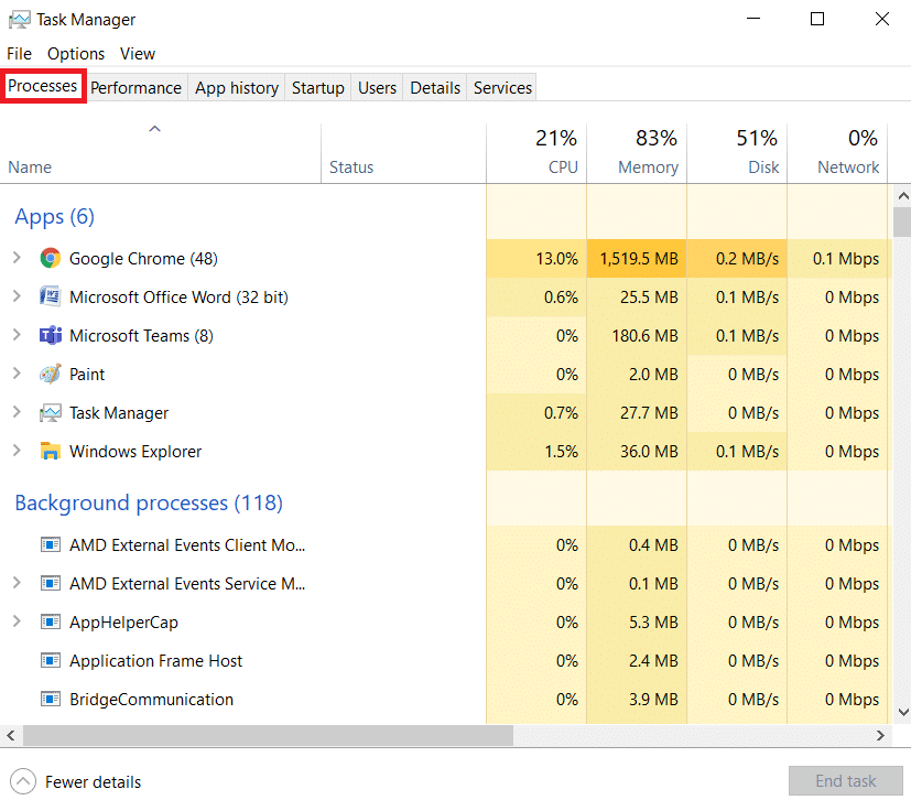 İşlem sekmesine gidin