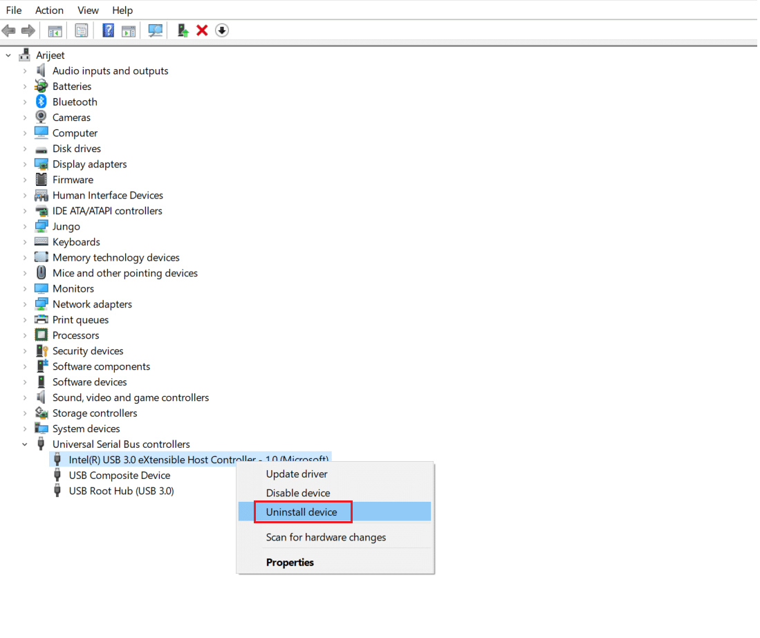 usb sürücüsüne sağ tıklayın ve Cihazı kaldır'ı seçin