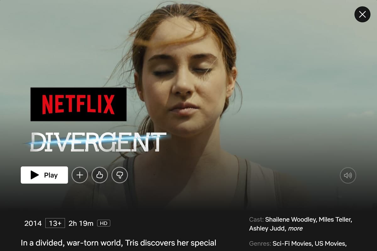 Este Divergent pe Netflix
