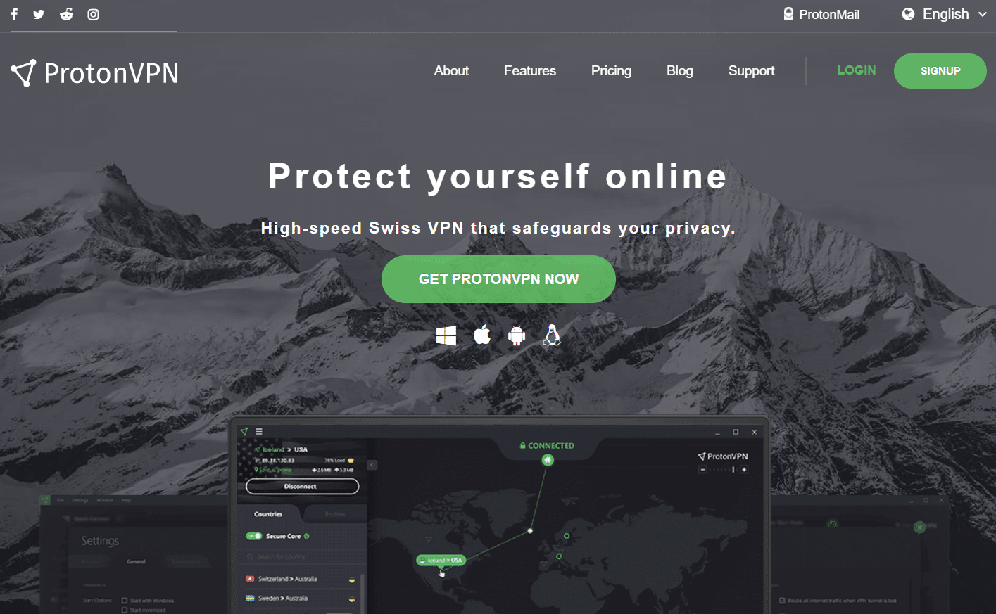 Site-ul oficial ProtonVPN