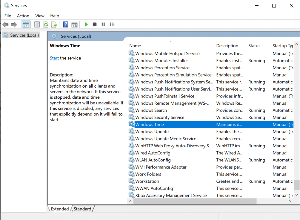 向下滾動並雙擊 Windows 時間以打開其屬性