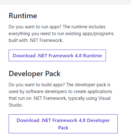 Nu faceți clic pe Download .NET Framework 4.8 Developer Pack. Cum se remediază eroarea de origine 9:0