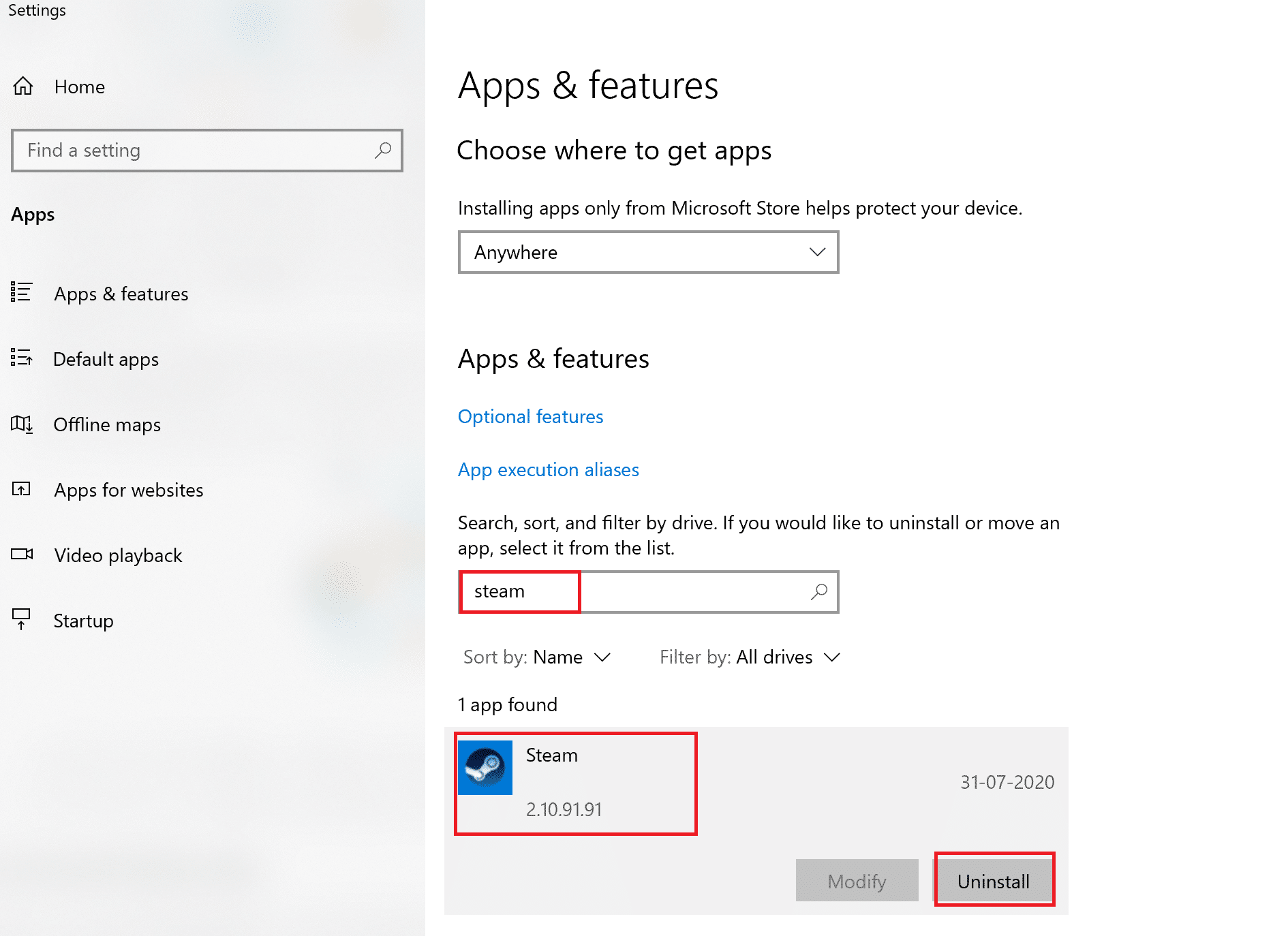Steam'e tıklayın ve Kaldır'ı seçin. Windows 10'da Steam'in Açılmaması Nasıl Onarılır