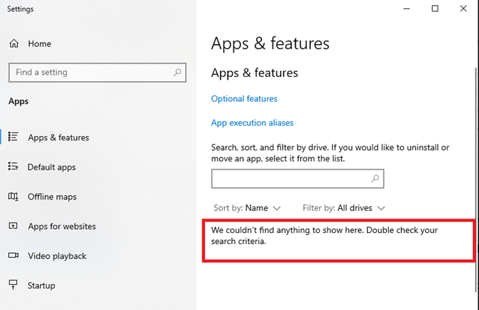 Wenn die Programme aus dem System gelöscht wurden, können Sie dies bestätigen, indem Sie erneut suchen.