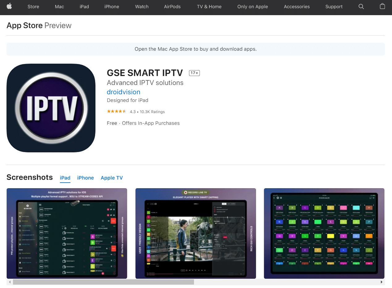 แอพ GSE Smart IPTV ใน apple store