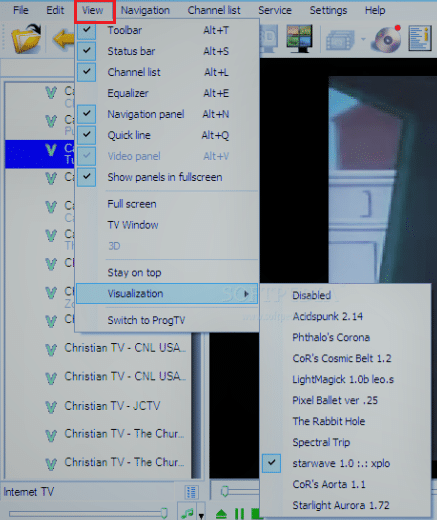 เครื่องเล่น ProgDVB IPTV ดูแท็บ