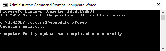gpupdate force لتحديث سياسة الكمبيوتر