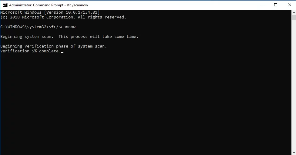 พิมพ์ sfc/scannow ใน Command Prompt