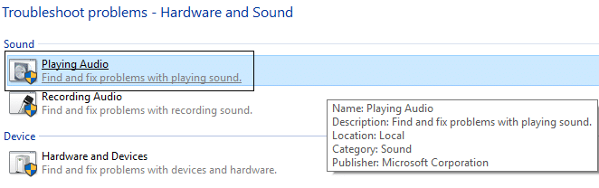 faceți clic pe redarea audio în depanarea problemelor
