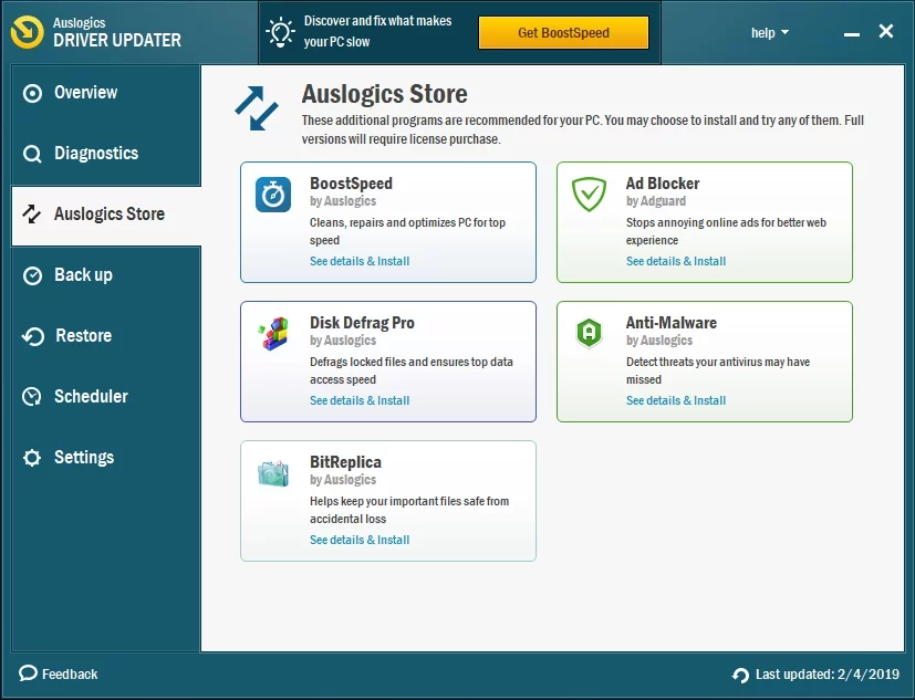 Goditi i prodotti Auslogics, incluso Auslogics Driver Updater.